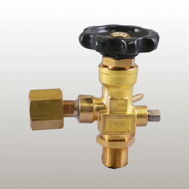 G-12-AS型 一般高圧ガス配管用 黄銅製 バックシート式 圧力計元弁（アングル型、4mm）