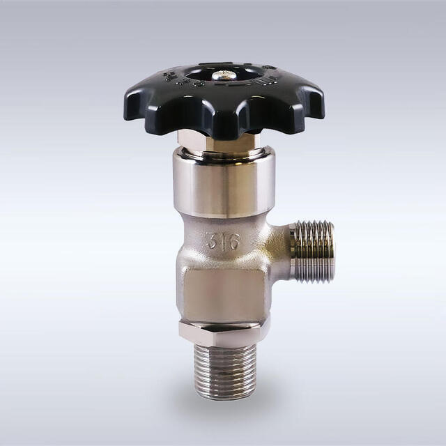 GS-55L型 高純度ガス配管用 ステンレス製ダイヤフラムバルブ（アングル型、4mm)