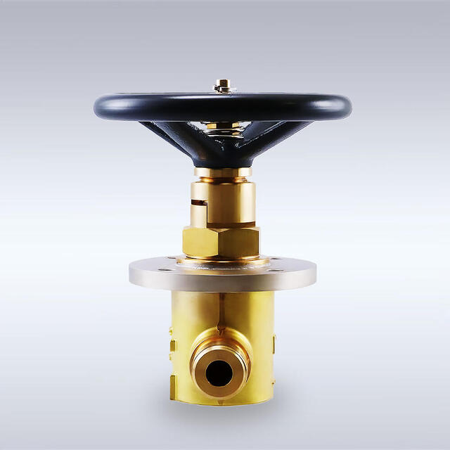 G-115-R型 一般高圧ガス配管用 パネルフランジ付き 黄銅製バックシートバルブ（ストレート型、15mm）